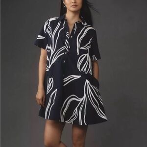 Anthropologie The Pollie Short-Sleeve Swing
Tunic Mini Dress Navy Size Large